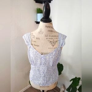 Sienna Sky Floral Blue Sleeveless Top